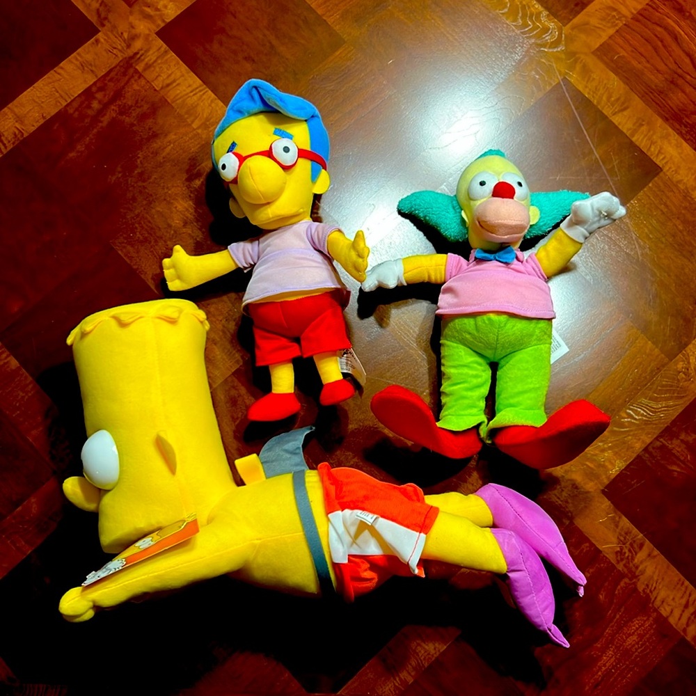 Simpsons Character Plush Toy Set - Yellow, Red, Green